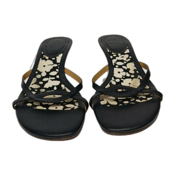 Lands' End Kitten Heels Open Straps Sandals Low Heel Slip-On Women 7B Black 2442 - Picture 5 of 10